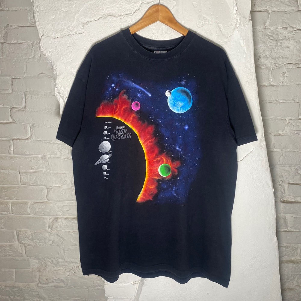 Vintage 1990 Dynamic Solar System T Shirt Hanes Beefy-T Black XXL Made in USA